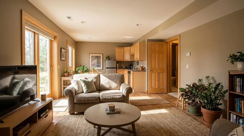 Multigenerational basement living suite in a Utah home